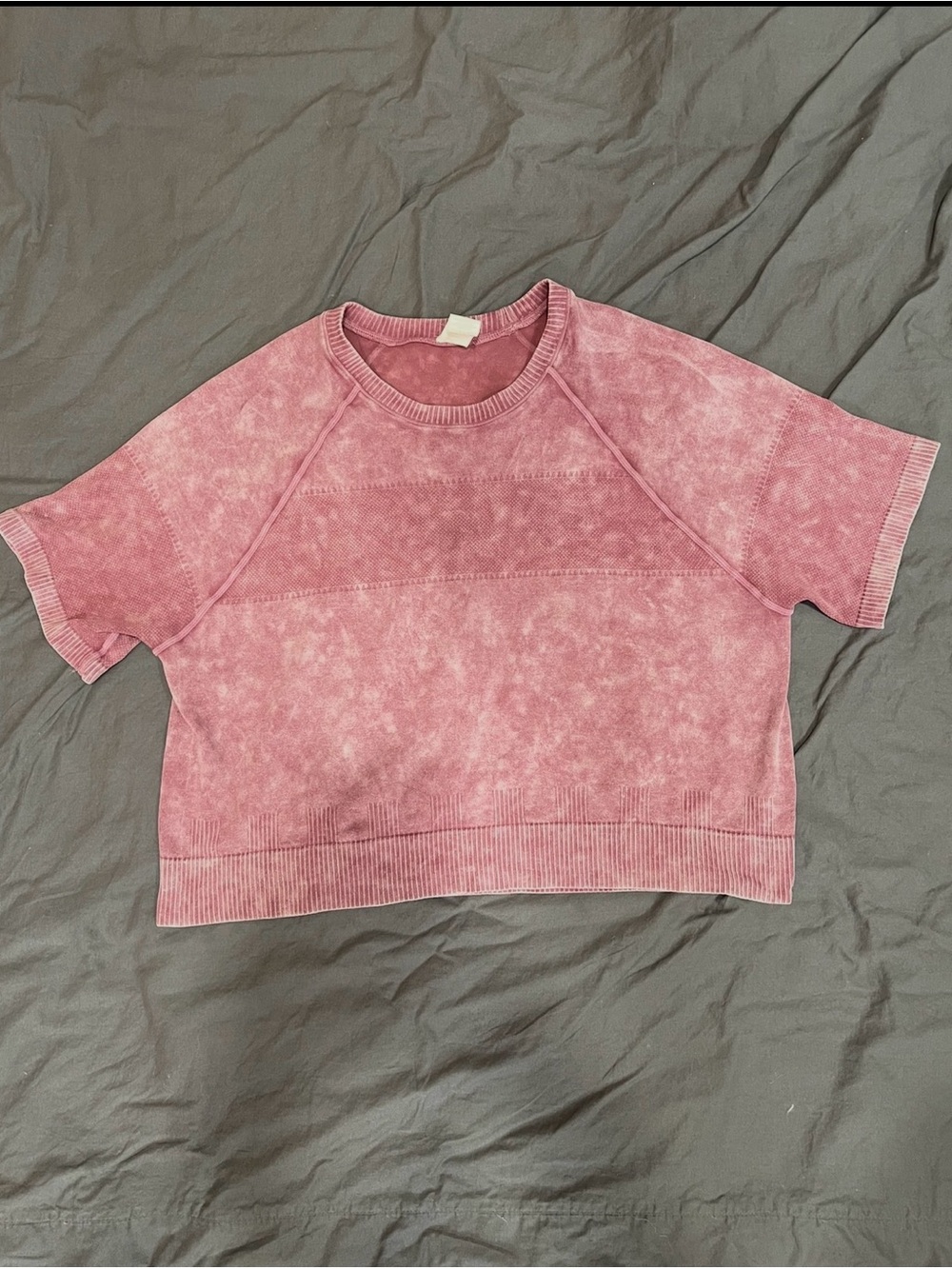 ZYIA Pink Mineral-Wash Crop Tee